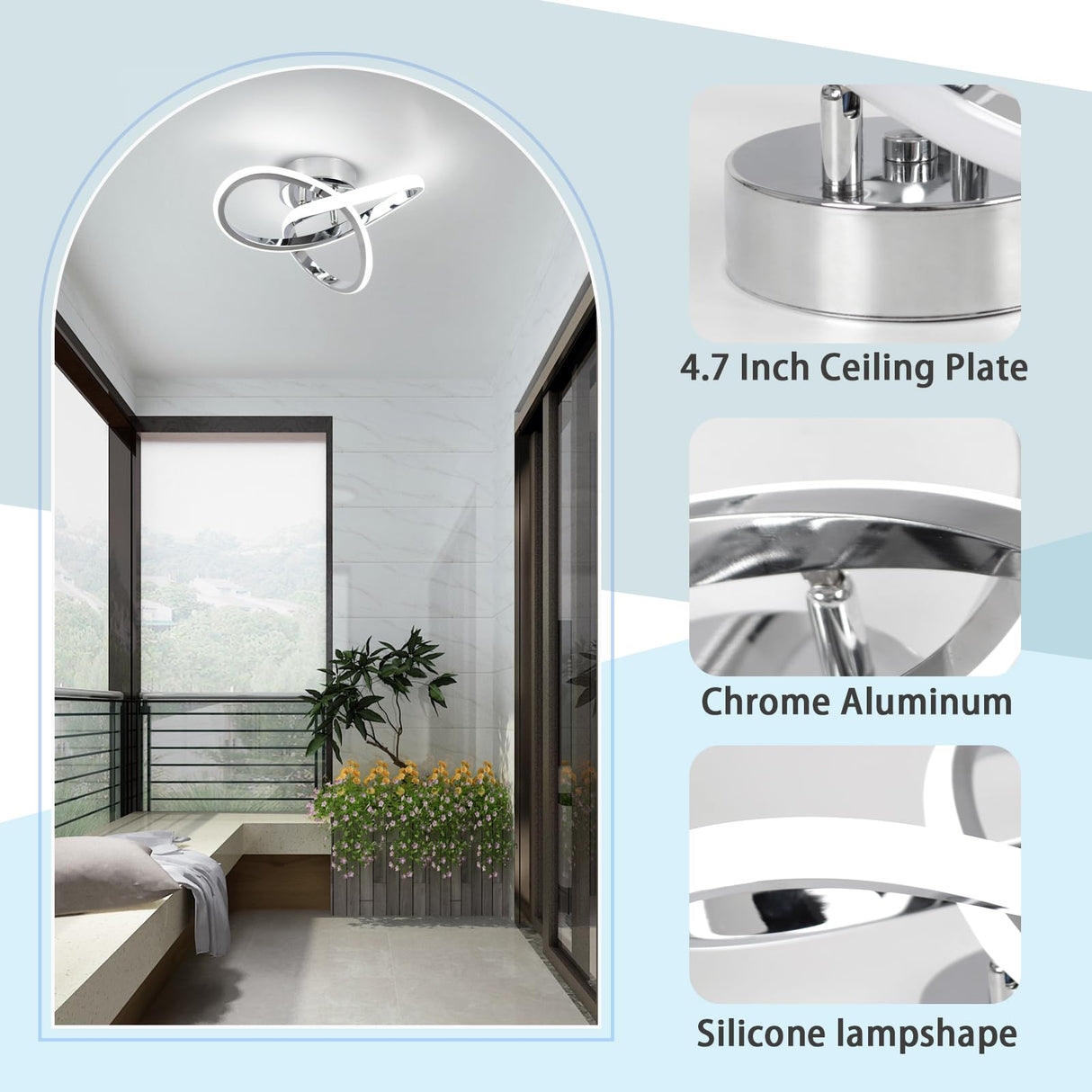 Modern Led Ceiling Light Fixtures 5500K Led Hallway Light Semi Flush Mount Ceiling