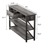 47 Inch Console Sofa Table with Drawer, Industrial Entryway Table with Storage Shelves,