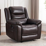 Leather Massage Recliner Chair with Heat Vibration and Overstuffed Arm