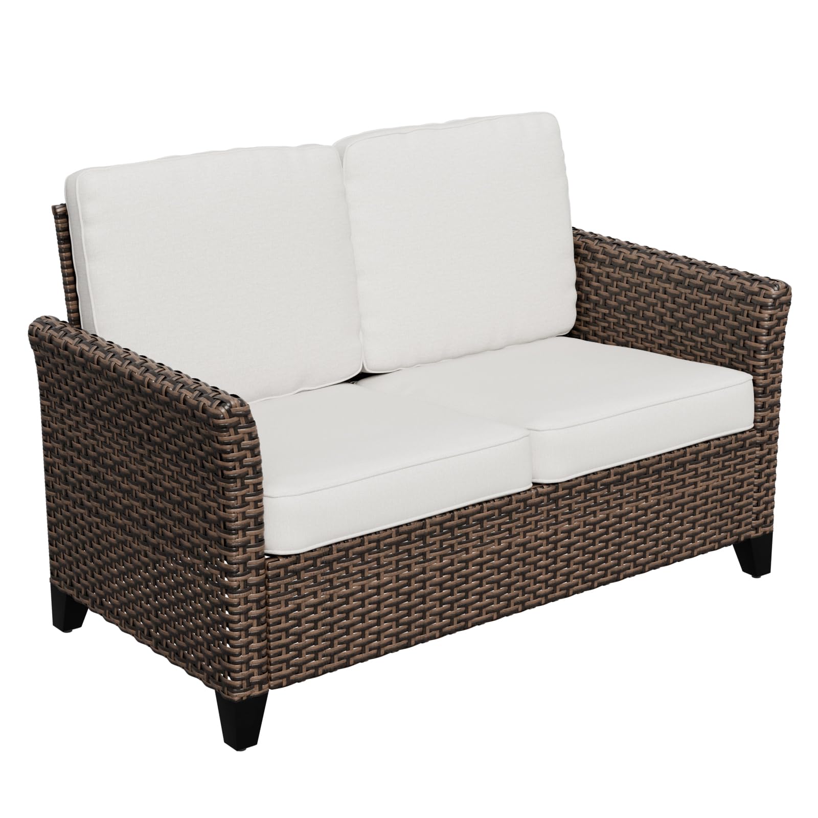 Harbor Retreat Outdoor Sofa, 2 Seat Rattan Loveseat Sofa with Cushions