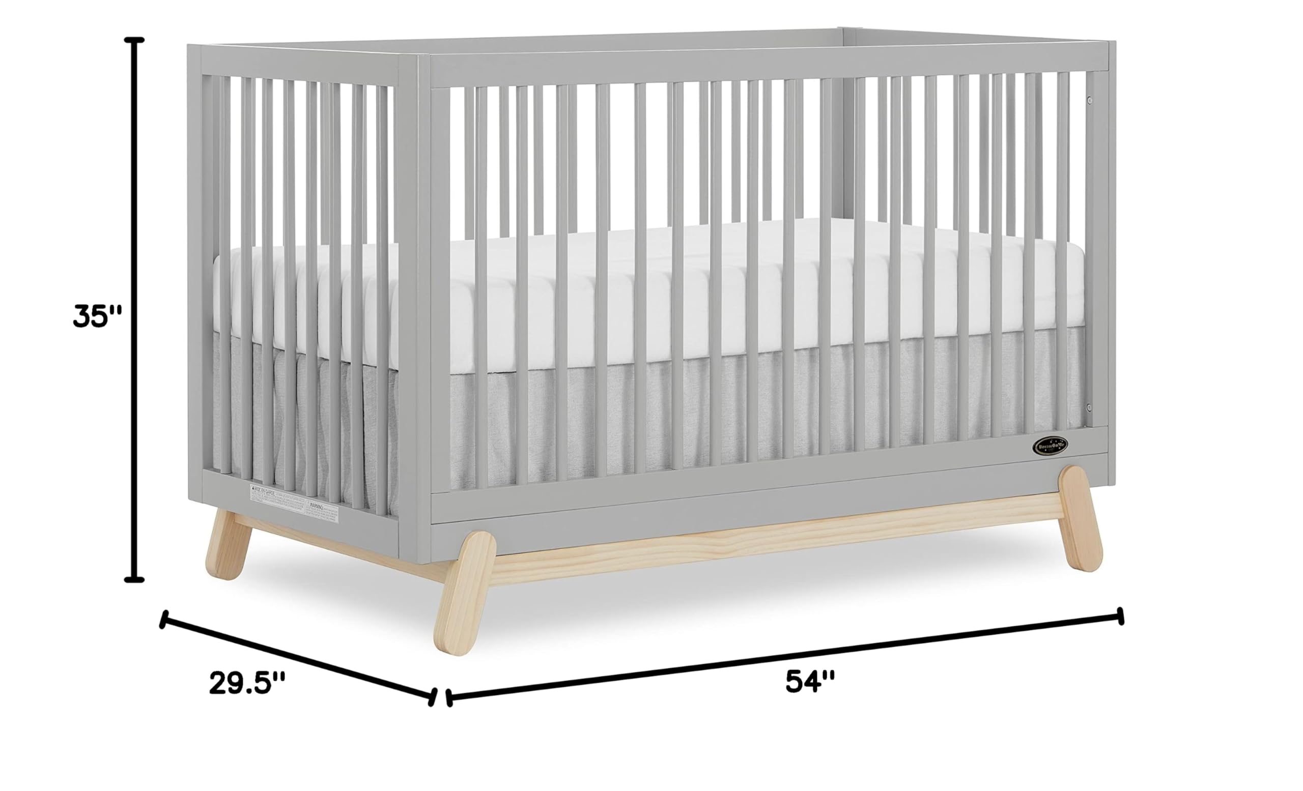 5-in-1 Convertible Crib in Pebble Grey Oak, JPMA & Greenguard