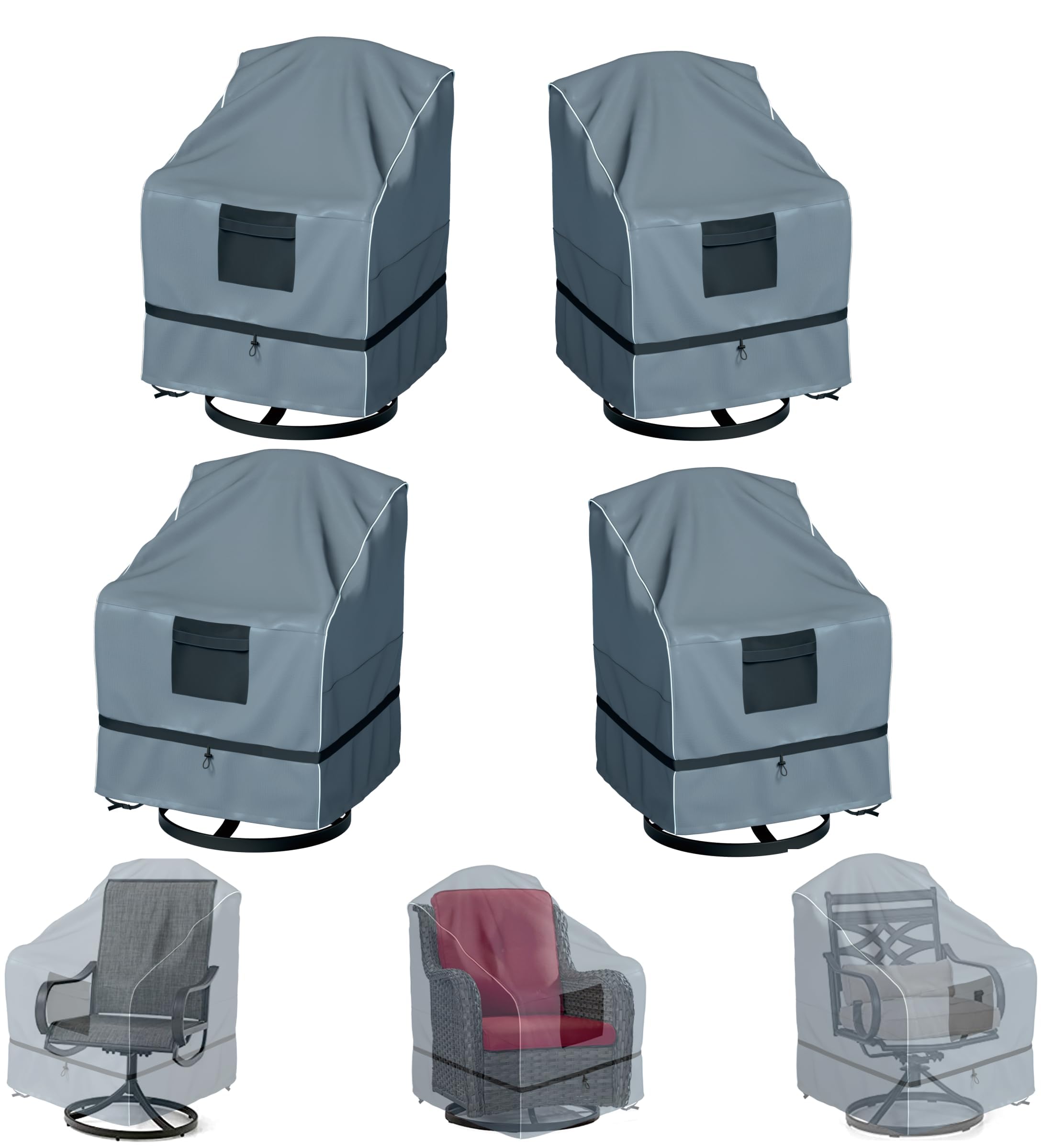 Outdoor Swivel Lounge Chair Cover 4 Pack, Waterproof Heavy Duty Outdoor Chair Cover