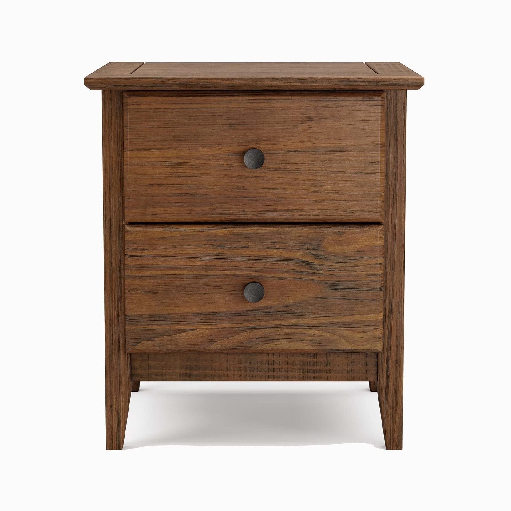 Greenport 2-Drawer Bedroom Nightstand, Solid Wood with Brushed