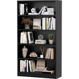 5 Shelf Bookcase,60 Inch Wood Tall Bookshelves for Living Room,Black