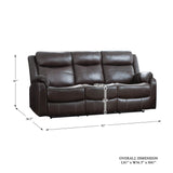 9990 Yerba Lay Flat Double Reclining Sofa, 80" W, Dark Brown