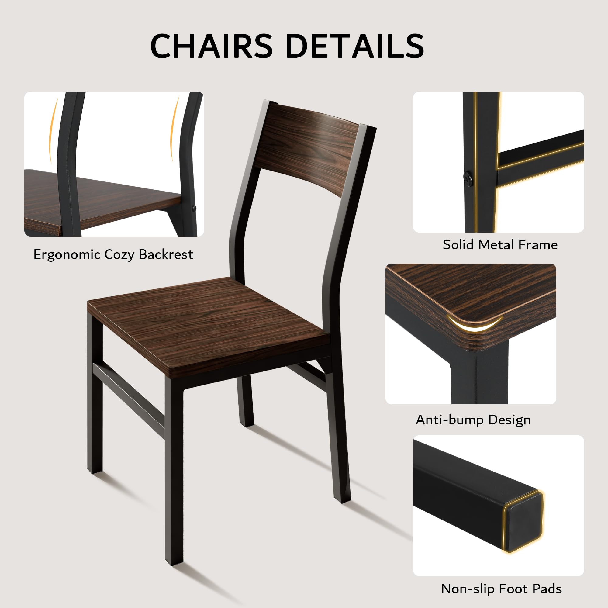 iPormis 7 Pieces Dining Table & Chairs Set for 4-6, 63" Extendable Kitchen Table and 6 Chairs, Dining Room Table with MDF Board & Metal Frame, Perfect for Small Space, Easy Clean, Espresso