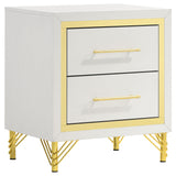 Coaster Lucia 2-Drawer Nightstand White and Gold