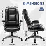 Leather Executive Office Chair - High Back Ergonomic Desk Chair with Flip-Up Arms