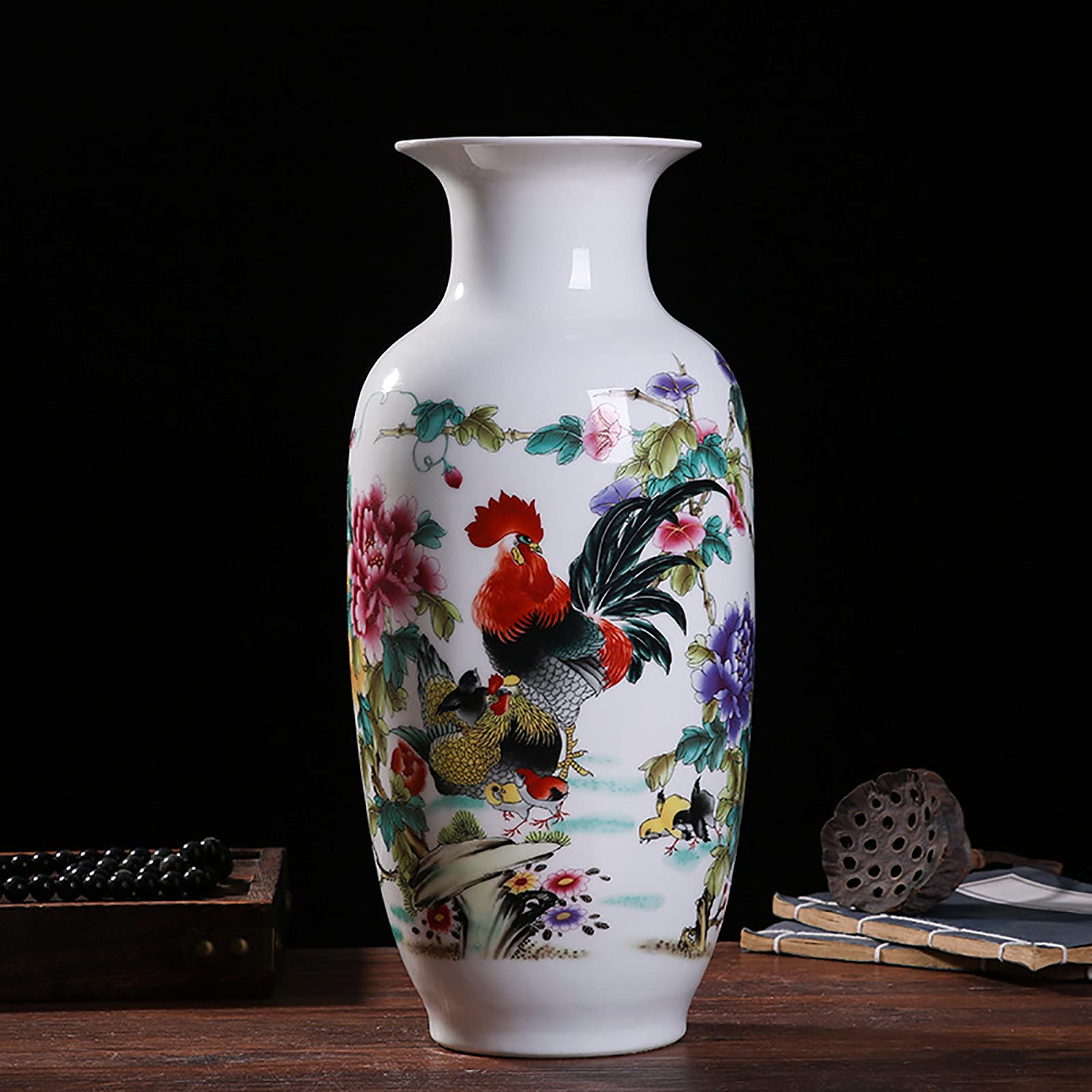 Traditional Chinese Ceramic Vase,Vintage Bird and Flower Painted Porcelain Flower Vase