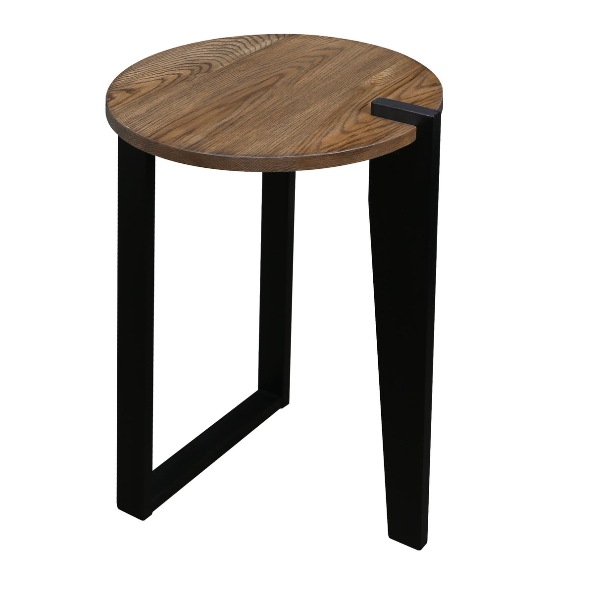 100% American Hardwood Round End table, 24"H, Forest Gray Top, Black Legs