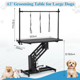 43.3" Hydraulic Dog Grooming Table - Heavy Duty 350lbs Capacity with Adjustable Arm