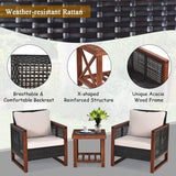 3 Pieces Patio Wicker Furniture Set