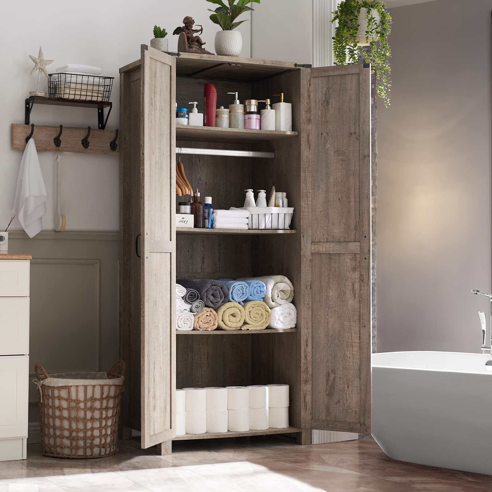 Farmhouse Armoire w/Adjustable Shelves