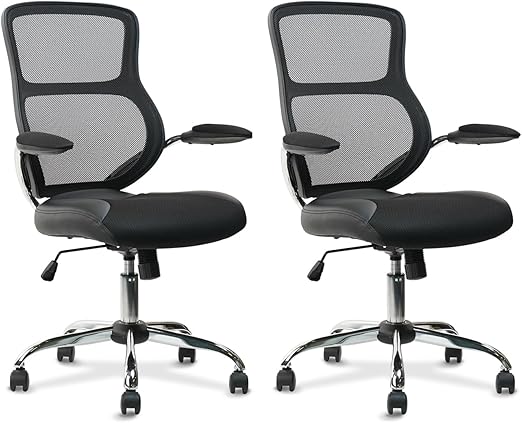 Mid Back Office Chair, Mesh Task Chair with Lumbar Support and Mesh Armrest