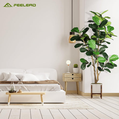 Feelead Artificial Fiddle Leaf Fig Tree - 6ft Artificial Plant Large Fake Fig Leaf Tree with Plastic Nursery Pot