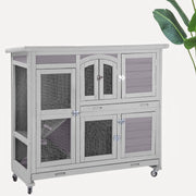 Two-Story Rabbit Hutch with Wheels Guinea Pig Cage