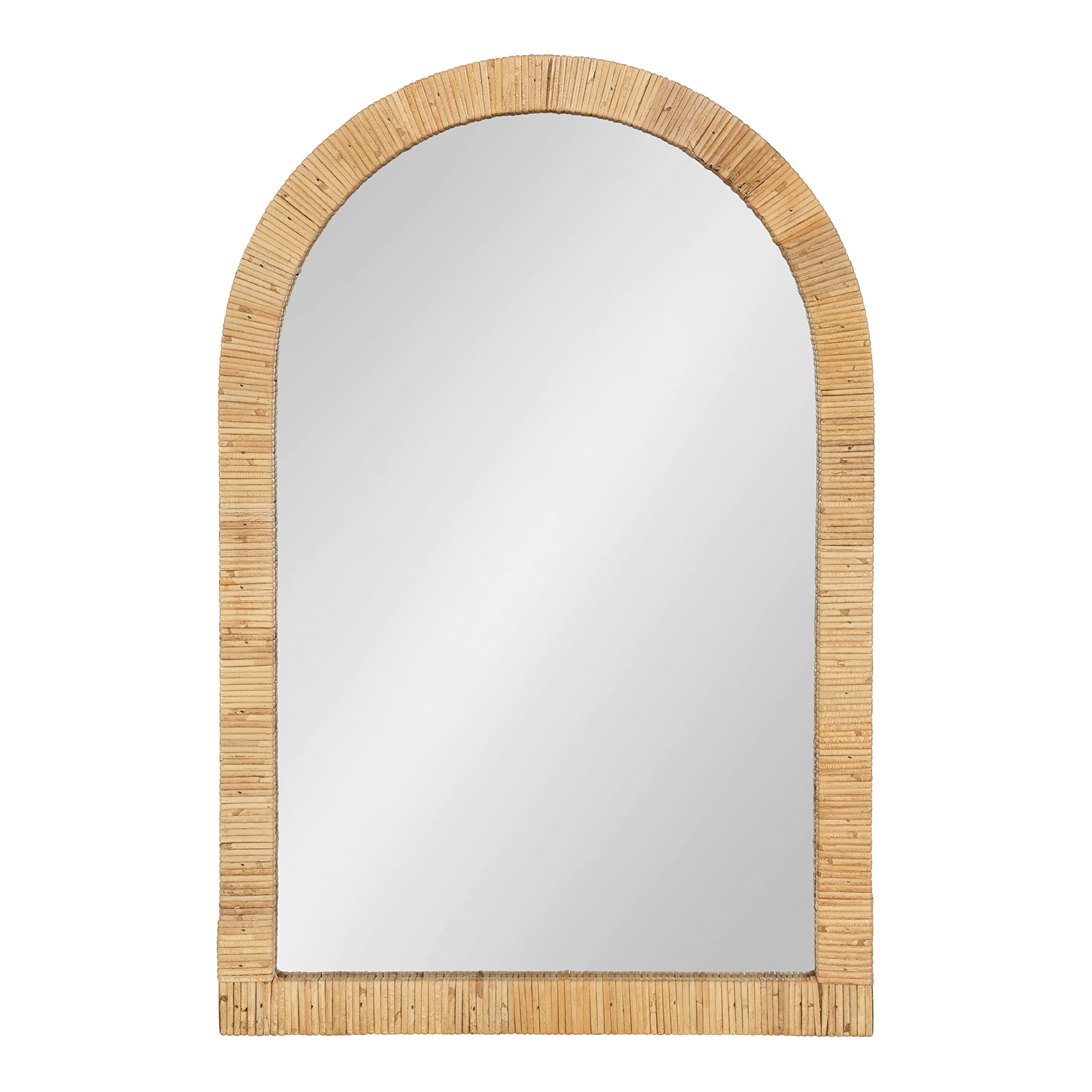 Rahfy Boho Arch Rattan Mirror, Natural Wood, Decorative Wooden Mirror