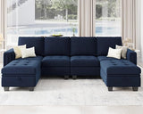 Velvet U shaped Sectional Sofa Couch with Storage Ottoman Convertibel Sectional Sofa