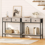 29.5" Narrow Console Table with 2 Fabric Drawers, Small Entryway Table