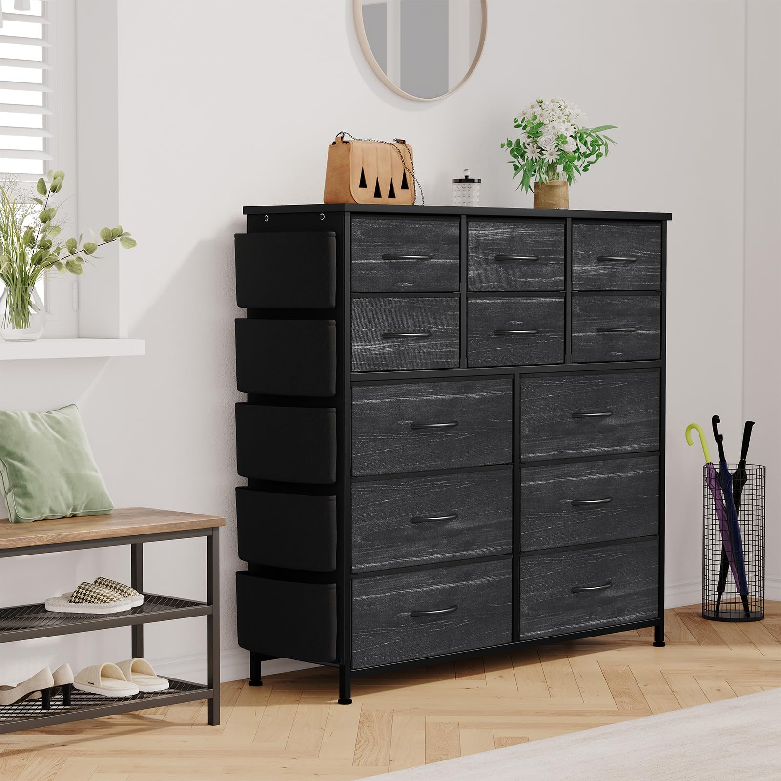 Dresser for Bedroom with 12 Drawers, Tall Dresser Chest of Drawers