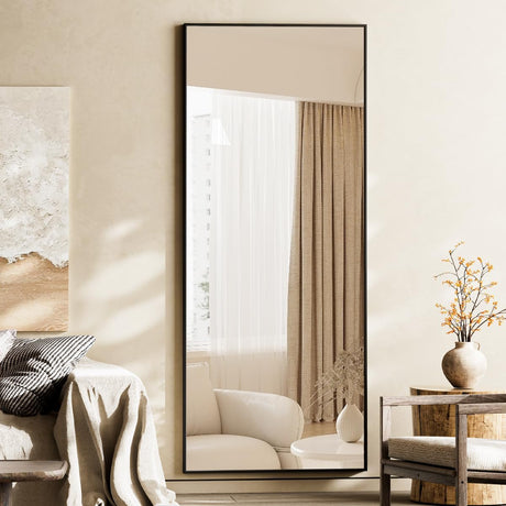 Large Mirrors for Wall, 65"x24" Full Length Mirror with Stand, Full Body Mirror with Aluminum Alloy Frame,