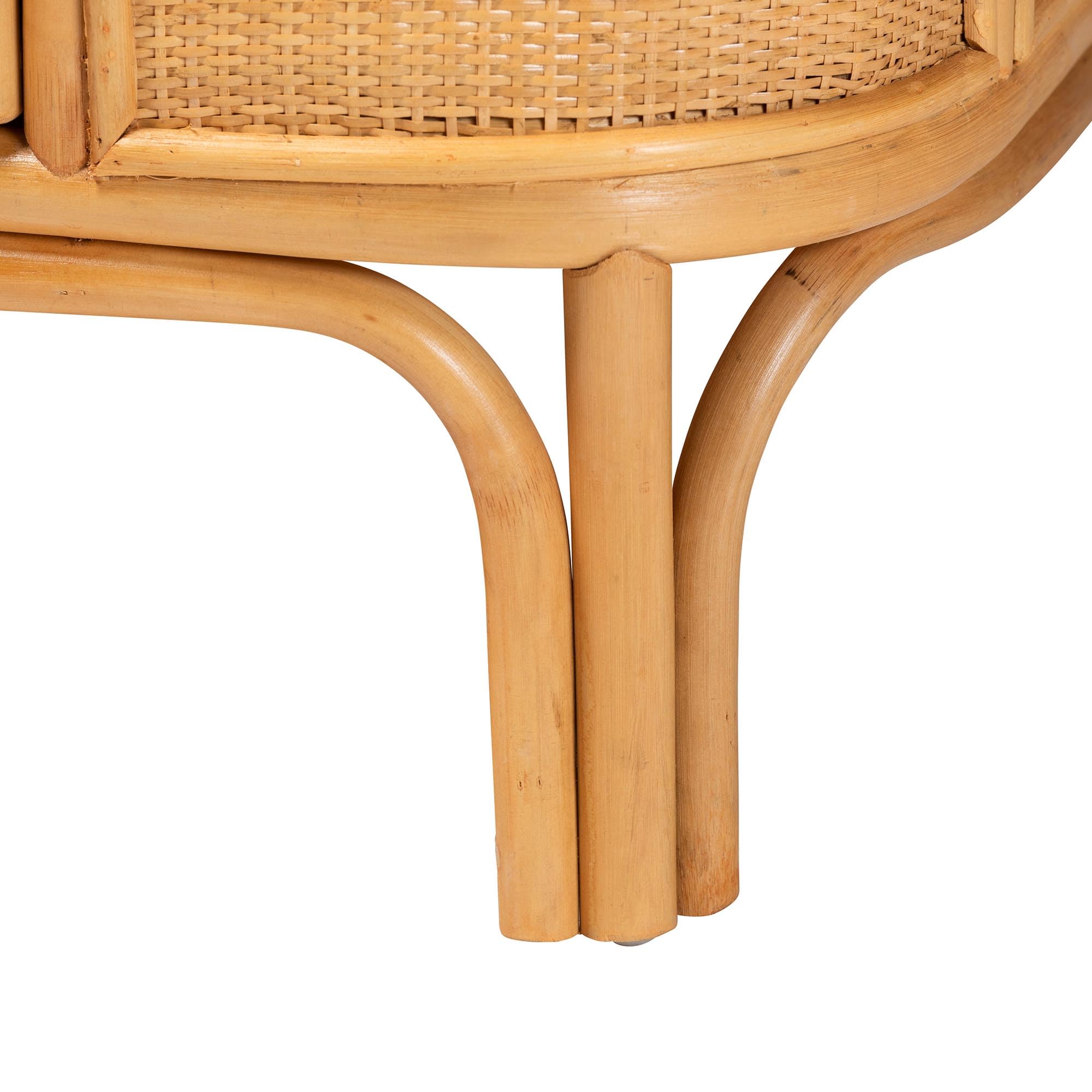 Natural Rattan Storage Cabinet, 2-Door, Light Honey