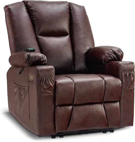 NovaPower Recliner – Heated Massage Chair with USB, Extended Footrest