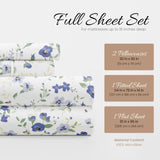 4 Piece Full Size Sheet Sets (Light Blue Floral) - Sleep Better Than Ever with These Ultra-