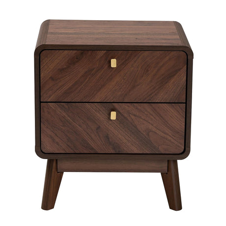 Markell Walnut Brown Finished Wood 2-Drawer Nightstand