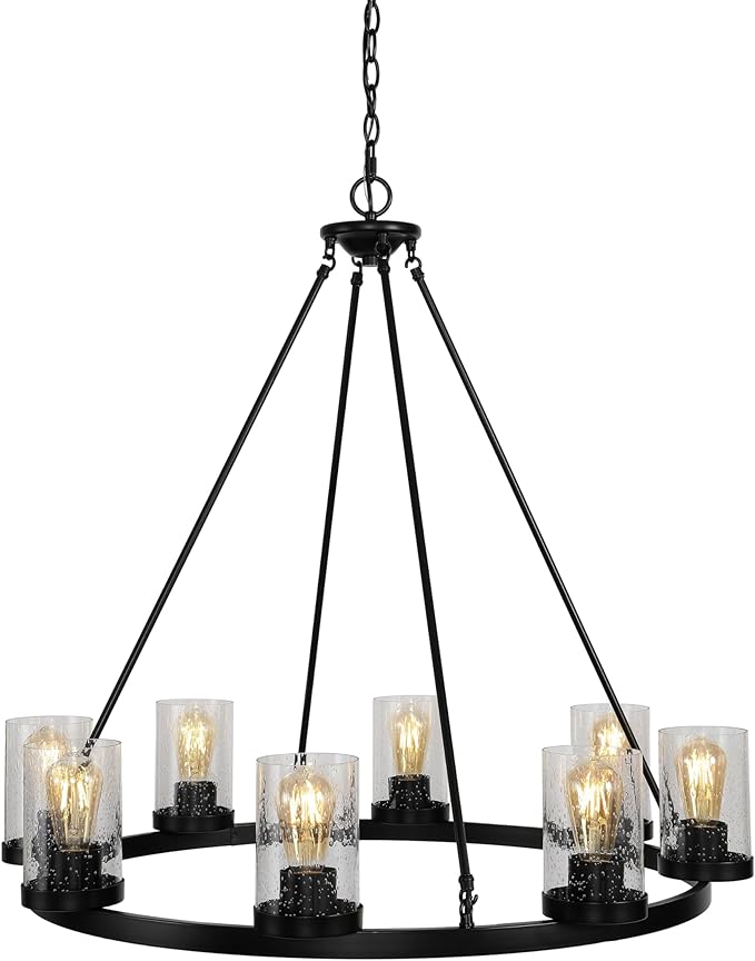 JYL7555A Athos 45.5" 12-Light Iron Rustic Farmhouse Linear LED Chandelier Pendant Bohemian Cottage