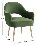 SAFAVIEH Home Collection Dublyn Green Velvet/Gold Accent Chair ACH4001C