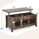 Wood Lift Top Modern Coffee Table w/Hidden Compartment and Open Storage Shelf