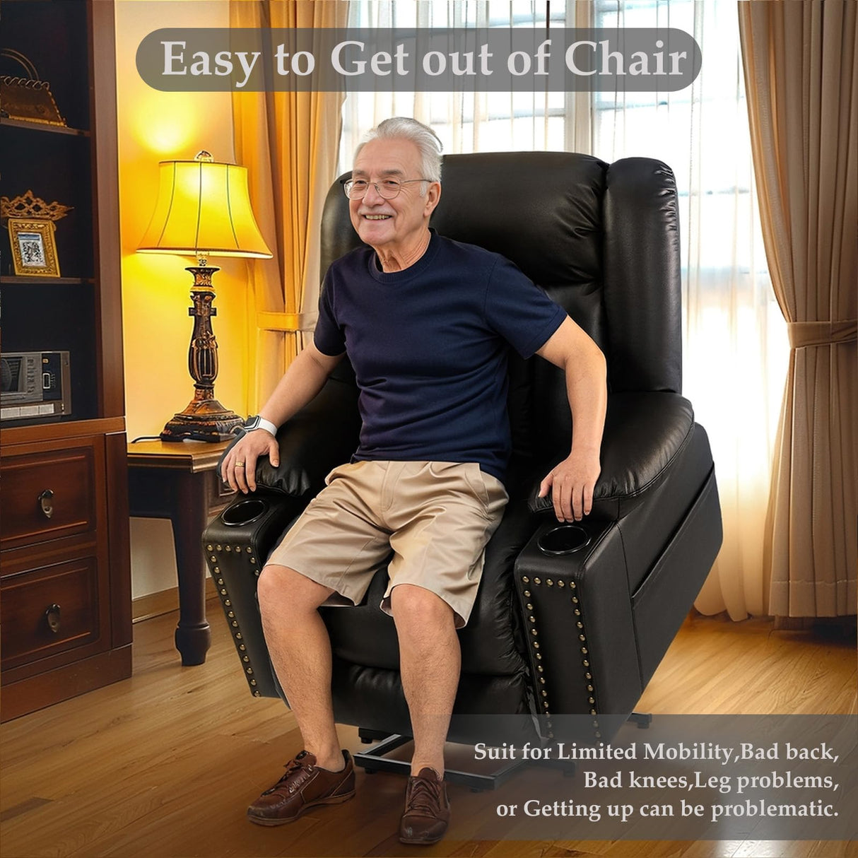 Dual Motor Power Lift Chair Recliner for Elderly with Heat and Massage, Infinite Position