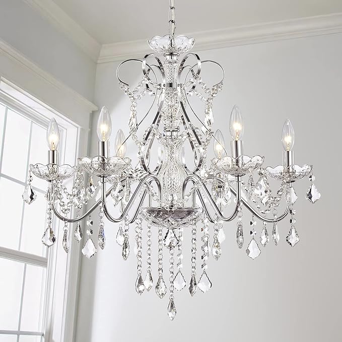 6 Light Crystal Chandelier Light Fixture Modern Chandelier Crystal Lighting