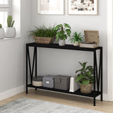 Black Narrow Console Table with Storage, 42.9" 2-Tier Sofa Table for Entryway