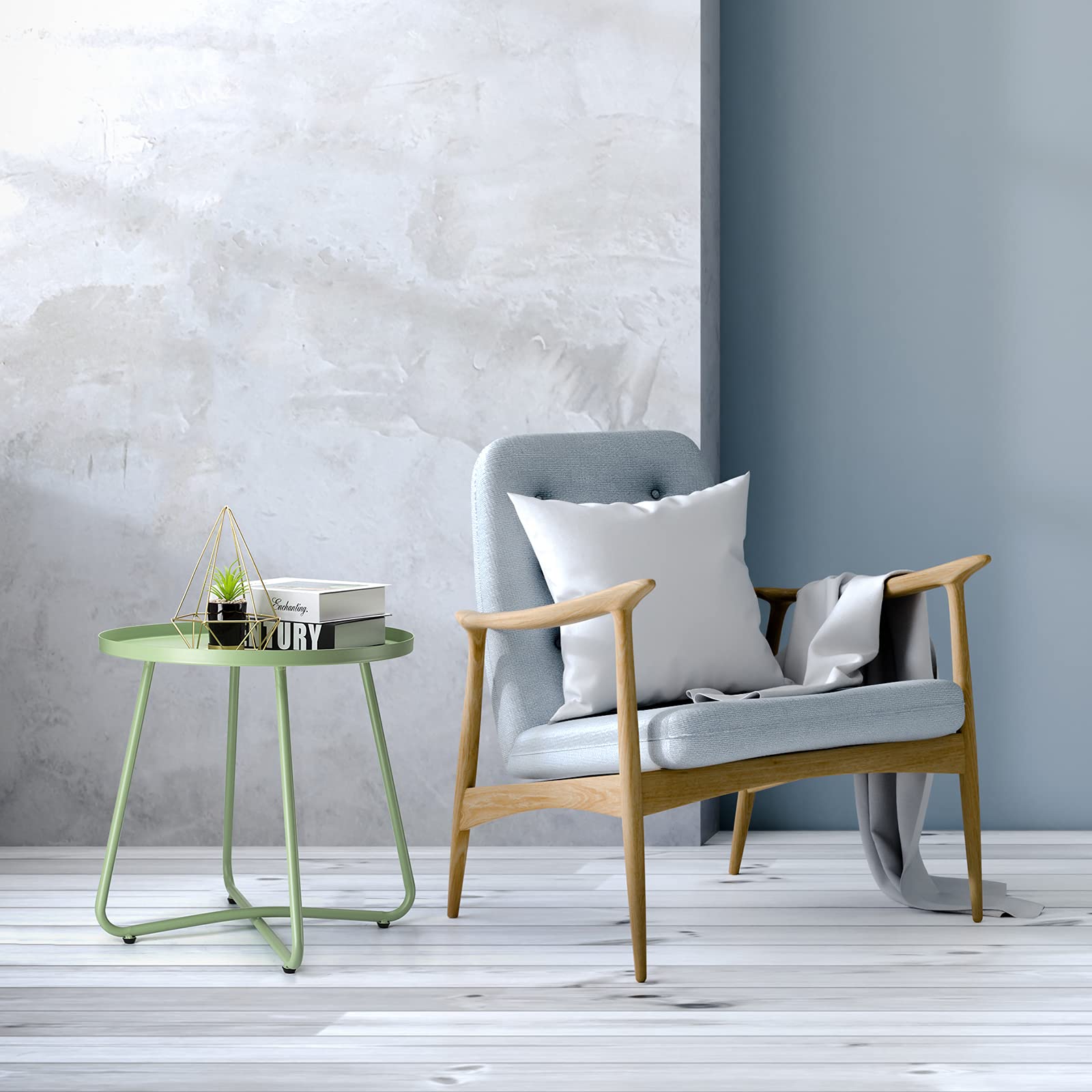 Outdoor Side Tables, Weather Resistant Steel Patio Small Round Outdoor Metal End Table