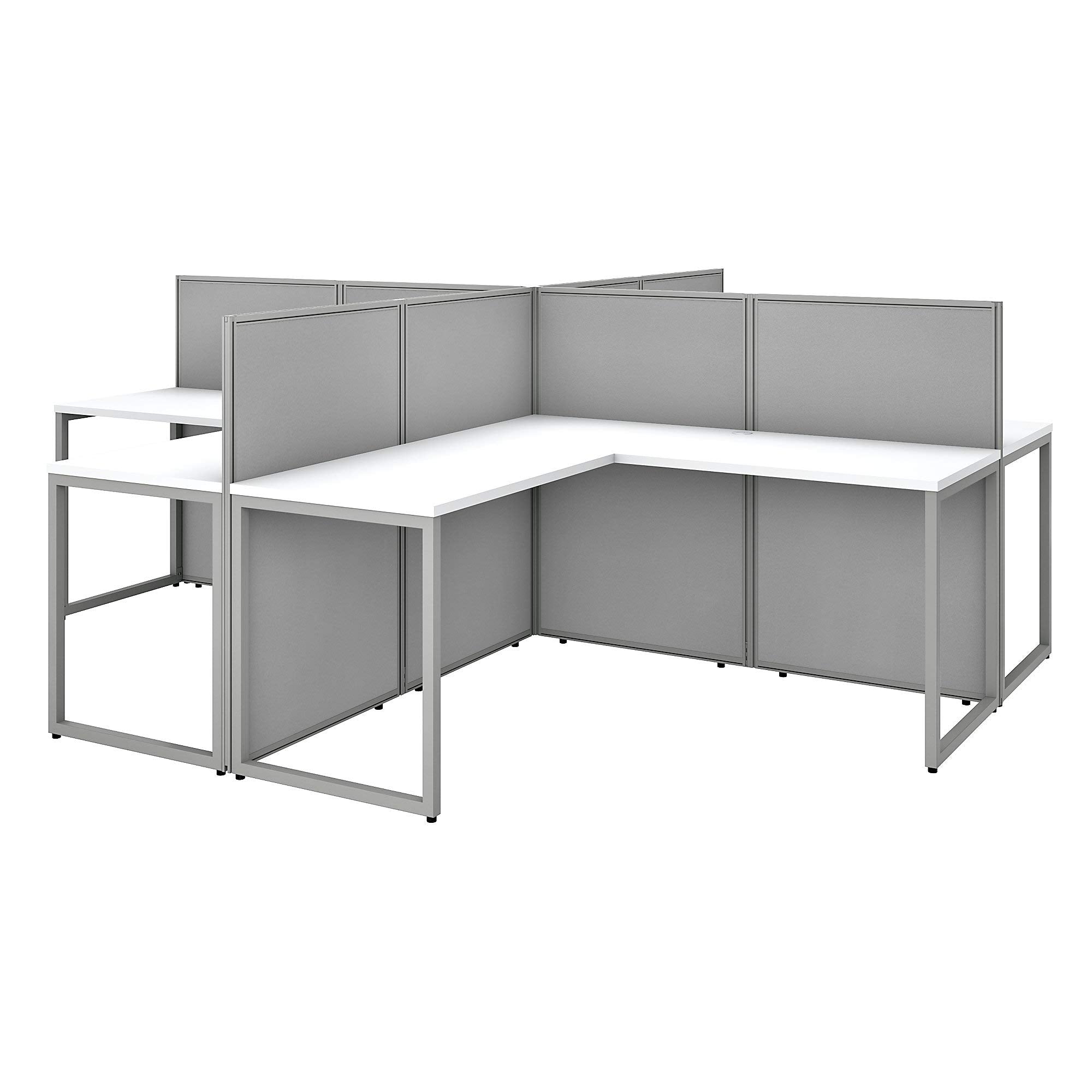 Furniture Easy Office 60W 4 Person L Shaped Cubicle Desk Workstation