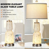 26" Glass Table Lamps Set of 2, Touch Control Modern Bedside Lamps with USB A+C