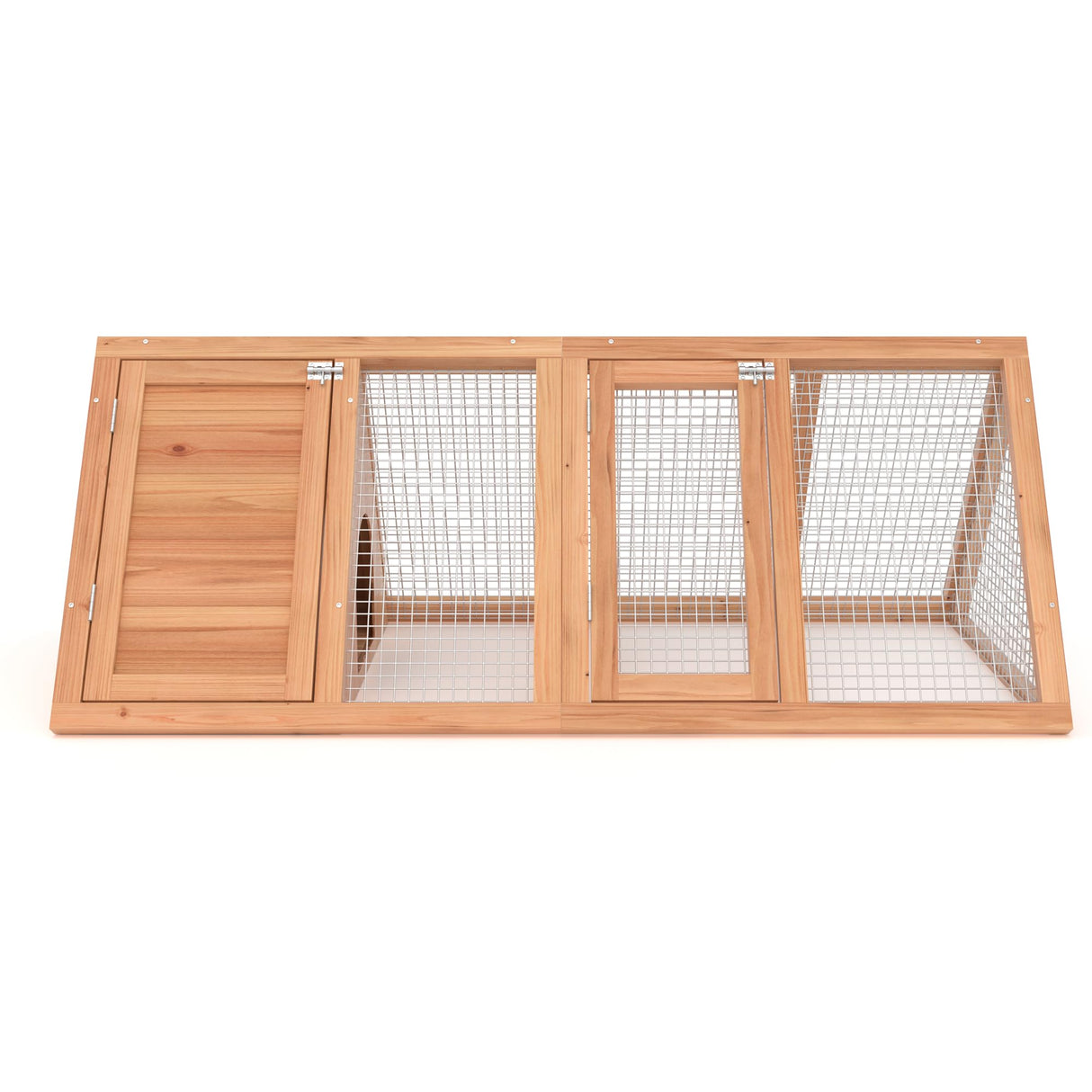 Rabbit Hutch, Small Chicken Coop Outdoor A-Frame Quail Cage with 2 Door & Run Cage