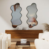 Irregular Wavy Wall Mirror Mirror Asymmetrical Shaped Mirror Aluminum Alloy Framed Big