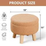 Storage Ottoman, Modern Round Footrest with Soft Padded Seat