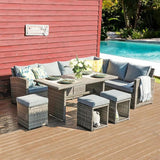 Patio Furniture Set, 7 Piece Patio Dining Sofa Set, Outdoor Sectional Sofa Conversation