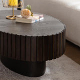 Oval Coffee Table for Living Room, Modern Wooden Drum Coffee Table Oval Coffee