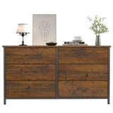 6 Drawer Double Dresser, Industrial Wood Dresser for Bedroom, Storage Cabinet