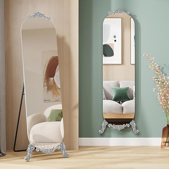 Gothic Vintage Arched Full Length Floor Mirror with Stand - 61.5" x 20"