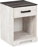 Shawburn 1 Drawer Night Stand Nightstand, 22.09" Tall, Whitewash & Gray