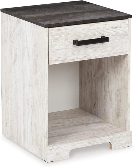Shawburn 1 Drawer Night Stand Nightstand, 22.09" Tall, Whitewash & Gray