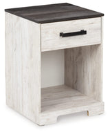 Shawburn 1 Drawer Night Stand Nightstand, 22.09" Tall, Whitewash & Gray