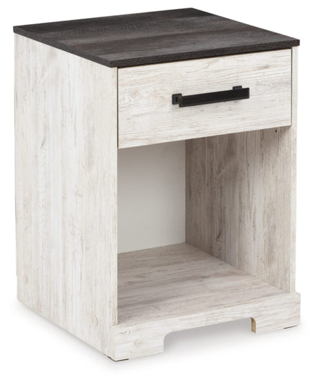 Shawburn 1 Drawer Night Stand Nightstand, 22.09" Tall, Whitewash & Gray