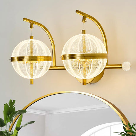 4W Gold Bathroom Light Fixtures Modern LED Vanity Light with Globe Acrylic LampShade 2